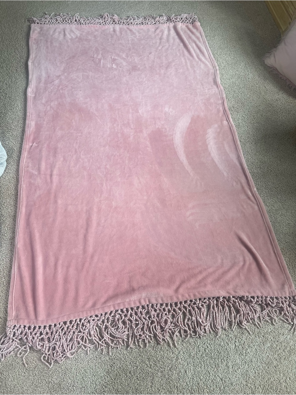 Blush Pink Fringe Throw Blanket